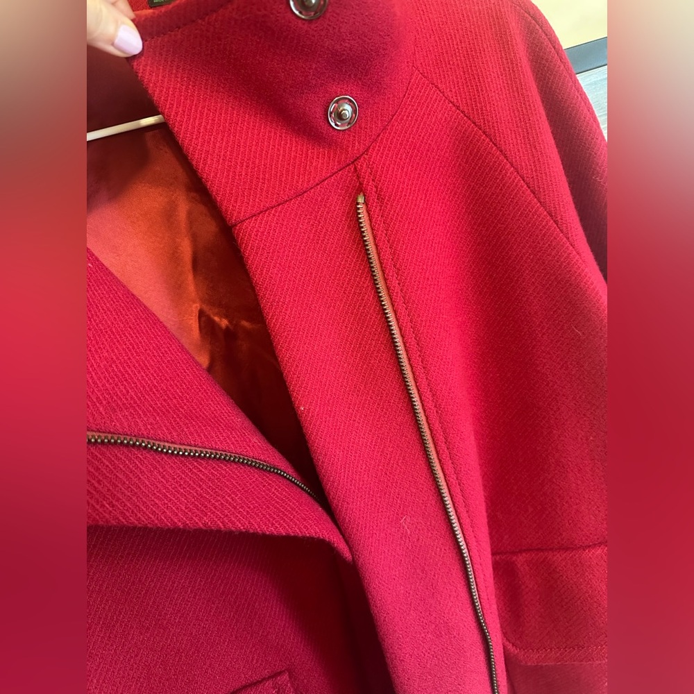 United Colors Of Benetton 100% Wool Dramatic Cropped Peacoat Swing Coat Sz42 - Picture 4 of 10